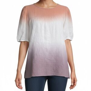 NWT Hem & Thread Dip Dye Short Sleeve Shirt Top M‎